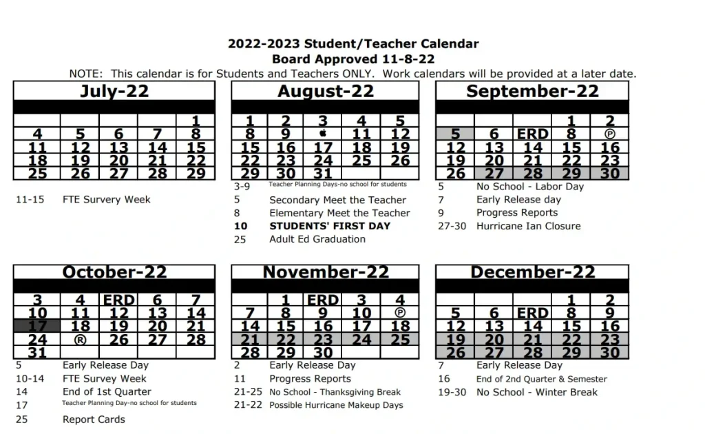 Pasco County School Calendar